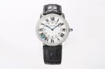 Cartier Ronde De Quartz Movement 36mm for Large 29.5mm for Small Italian Calfksin Leather Strap Replica Watch